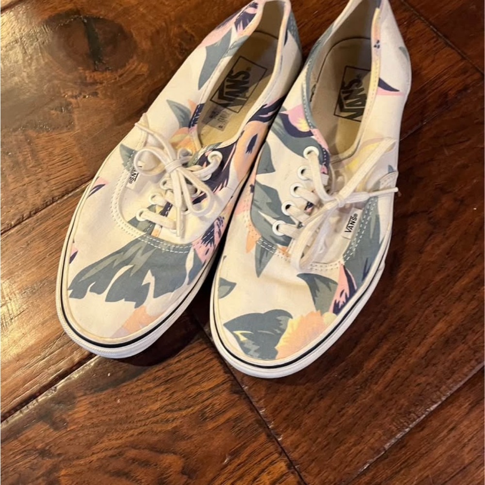 Vans Women's Floral Canvas Sneakers - Cream and Multicolor
